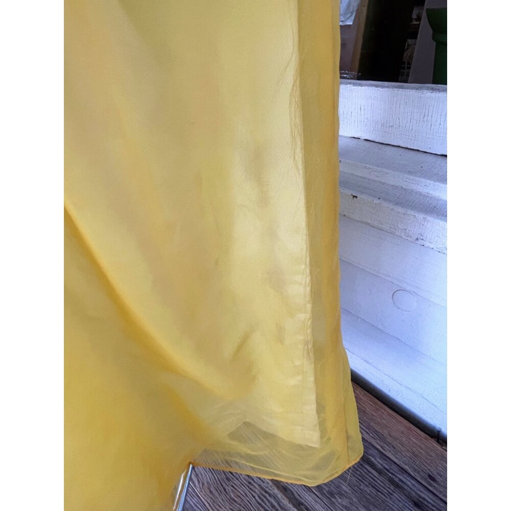 Vintage 1970s Mustard Yellow Sheer Nylon Maxi Dress Size M - Picture 14 of 16